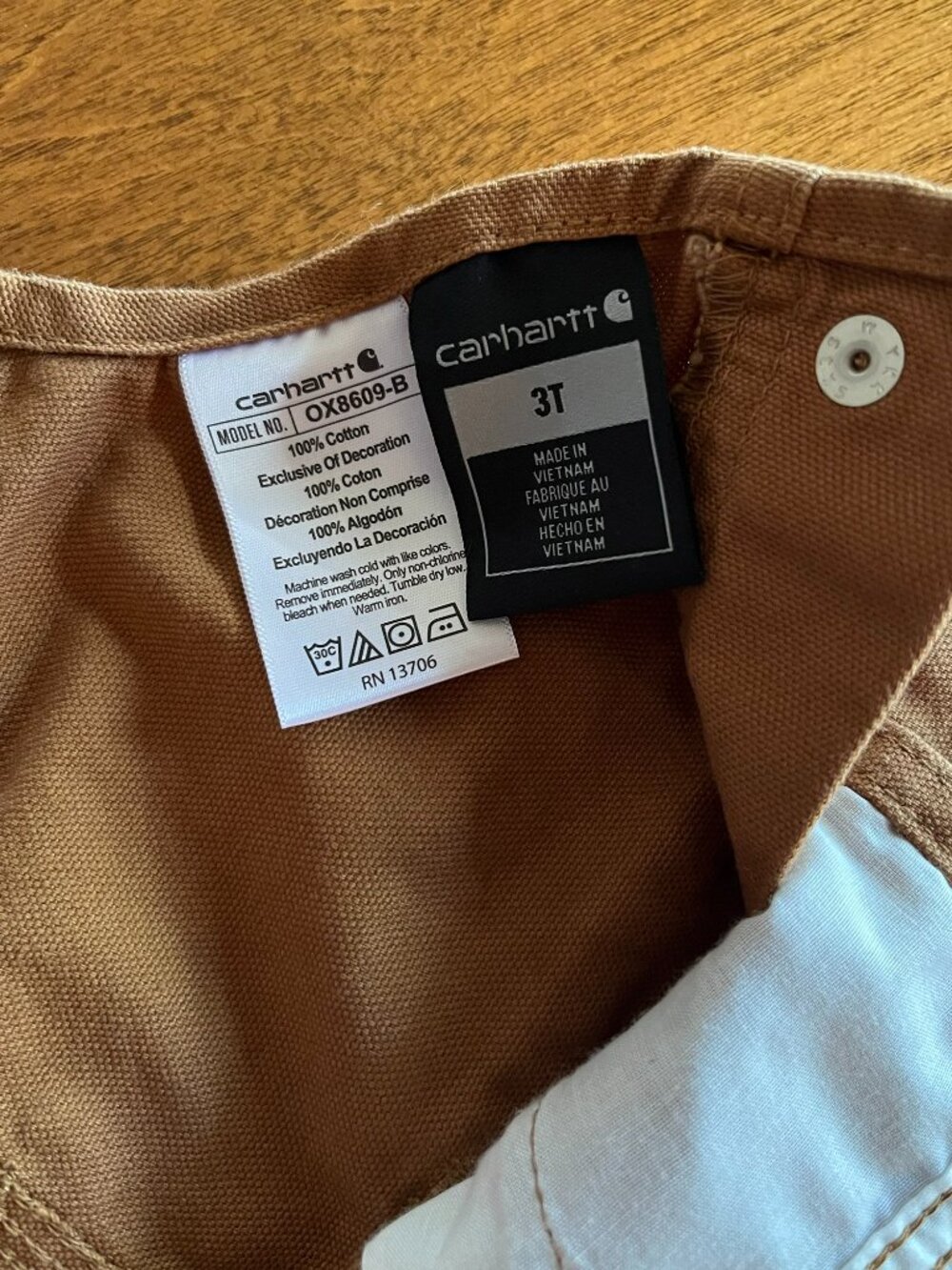 Carhartt tan overalls 3T - Picture 3 of 7